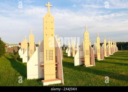 Il Santuario della Divina Misericordia, la basilica cattolica romana durante la giornata Mondiale della Gioventù, un evento cattolico internazionale incentrato sulla fede e la gioventù a Cracovia, Pola Foto Stock