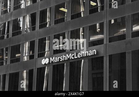 Marsh McLennan Headquarters, vista esterna, Avenue of the Americas, New York City, New York, USA Foto Stock