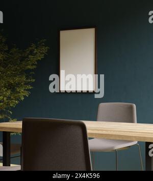 elegante poster con montatura in mockup nella moderna sala da pranzo per la presentazione del progetto Foto Stock