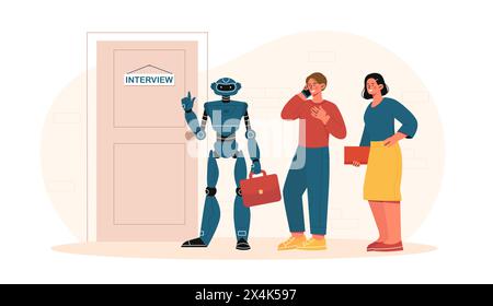 Vettore di comparazione robot e persone Illustrazione Vettoriale