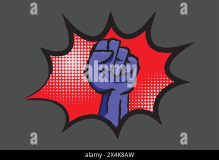 Il simbolo del pugno di rivolta con la bollatura mobile del cartone animato Illustrazione Vettoriale