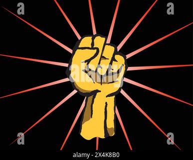 Il simbolo del pugno di rivolta con la bollatura mobile del cartone animato Illustrazione Vettoriale