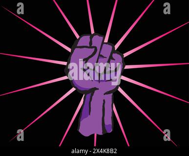 Il simbolo del pugno di rivolta con la bollatura mobile del cartone animato Illustrazione Vettoriale