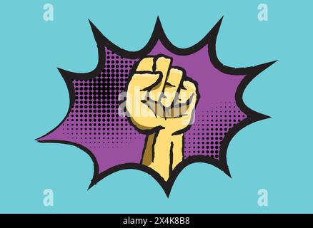 Il simbolo del pugno di rivolta con la bollatura mobile del cartone animato Illustrazione Vettoriale