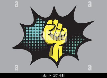 Il simbolo del pugno di rivolta con la bollatura mobile del cartone animato Illustrazione Vettoriale