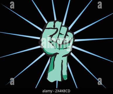 Il simbolo del pugno di rivolta con la bollatura mobile del cartone animato Illustrazione Vettoriale