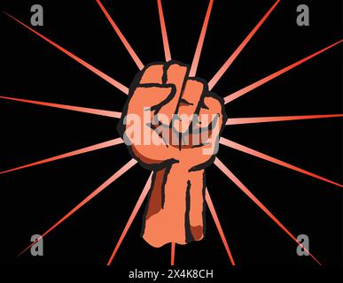 Il simbolo del pugno di rivolta con la bollatura mobile del cartone animato Illustrazione Vettoriale