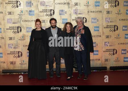 Roma, Italia - 3 maggio 2024: Protagonisti del Red carpet della cerimonia di premiazione del David di Donatello 2024 a Roma, Italia, presso gli studi Cinecittà. Foto Stock