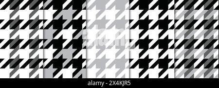 5 texture pied de poule grigie e nere senza cuciture Illustrazione Vettoriale