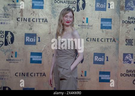 Roma, Italia. 3 maggio 2024. Alba Rohrwacher parteciperà alla photocall al 69° David di Donatello presso i Cinecitta Studios di Roma, il 3 maggio 2024. (Foto di Luca Carlino/NurPhoto)0 credito: NurPhoto SRL/Alamy Live News Foto Stock