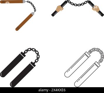 Icona nunchaku illustrazione vettoriale disegno del simbolo Illustrazione Vettoriale