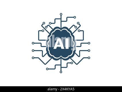 Icona del chip del processore ai di intelligenza artificiale Logo elemento di design. Modello logo intelligenza artificiale AI Illustrazione Vettoriale