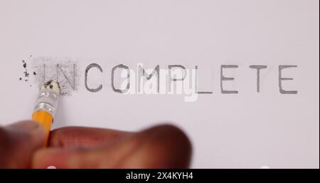 Trasformazione completa delle parole. Testo incompleto Modifica contrasto Foto Stock