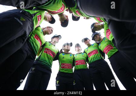 Bristol, Regno Unito, 4 maggio 2024. WESTERN Storm si accoccolano durante il match del Rachael Heyhoe-Flint Trophy tra Western Storm e Southern Vipers. Crediti: Robbie Stephenson/Gloucestershire Cricket/Alamy Live News Foto Stock