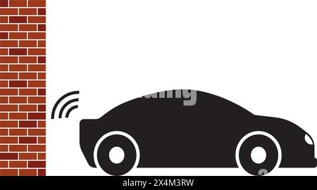 Icona del segnale del sensore di parcheggio per auto disegno del modello di illustrazione vettoriale Illustrazione Vettoriale