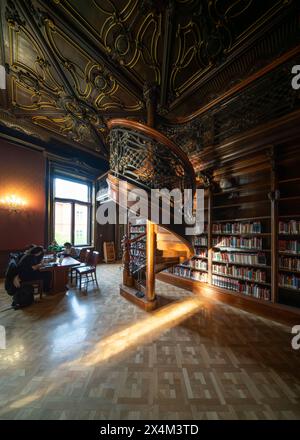 Dettagli della biblioteca Szabo Ervin a Budapest, Ungheria. Foto Stock