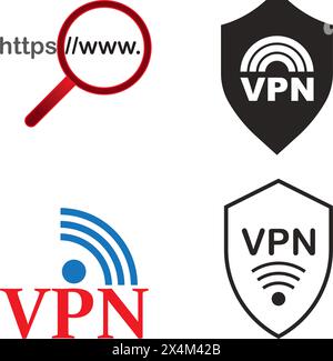 Icona VPN o Virtual Private Network, illustrazione vettoriale simbolo design Illustrazione Vettoriale