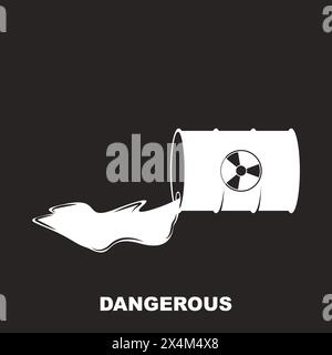 icona del tamburo dei rifiuti nucleari, rifiuti radioattivi, disegno del simbolo dell'illustrazione vettoriale Illustrazione Vettoriale