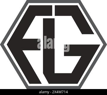 Sfondo del simbolo del disegno vettoriale del logo FG Letter Illustrazione Vettoriale