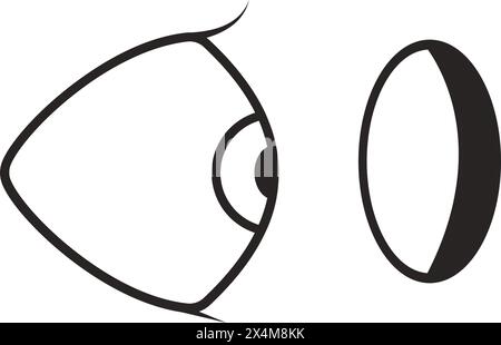 design del modello dell'illustrazione vettoriale dell'icona della lente a contatto Illustrazione Vettoriale