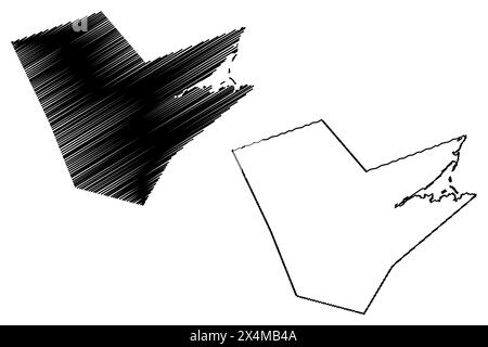 Northumberland County (Canada, nuova provincia del Brunswick, Nord America) illustrazione vettoriale della mappa, schizzo di scribble mappa di Northumberland Illustrazione Vettoriale