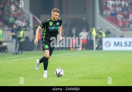 Budapest, Ungheria – 11 maggio 2022. L'attaccante dei Paks Zsolt Haraszti durante la finale di Coppa d'Ungheria 2021/22 Ferencvaros vs Paks (3-0). Foto Stock