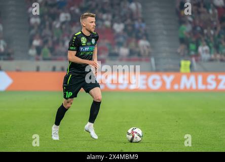 Budapest, Ungheria – 11 maggio 2022. L'attaccante dei Paks Zsolt Haraszti durante la finale di Coppa d'Ungheria 2021/22 Ferencvaros vs Paks (3-0). Foto Stock