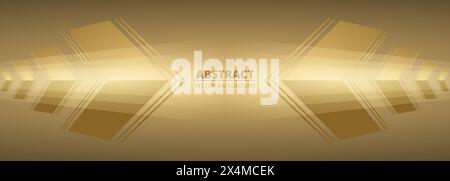 Frecce dorate astratte su sfondo dorato. Banner ampio per illustrazioni vettoriali Illustrazione Vettoriale