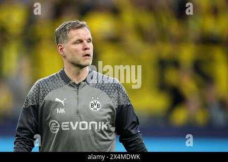 DORTMUND -Borussia Dortmund allenatore portiere Matthias Kleinstein durante la semifinale di UEFA Champions League tra Borussia Dortmund e Paris Saint Germain al Signal Iduna Park il 1° maggio 2024 a Dortmund, Germania. ANP / Hollandse Hoogte / BART STOUTJESDIJK Foto Stock