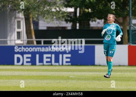 Gent, Belgio. 4 maggio 2024. Riet Maes, portiere femminile del KAA Gent, nella foto durante una partita di calcio tra KAA Gent Ladies e Club YLA, sabato 4 maggio 2024 presso la Chillax Arena di Gent, il giorno 7 del play-off gruppo A della competizione femminile della Super League. BELGA FOTO KURT DESPLENTER credito: Belga News Agency/Alamy Live News Foto Stock