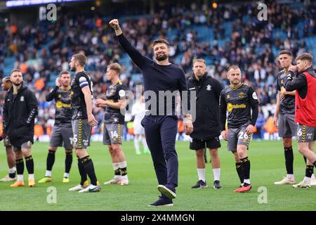 Russell Martin, manager del Southampton, e la sua squadra dopo il match per lo Sky Bet Championship tra Leeds United e Southampton a Elland Road, Leeds, sabato 4 maggio 2024. (Foto: Pat Scaasi | mi News) crediti: MI News & Sport /Alamy Live News Foto Stock