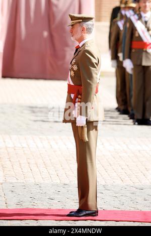 Saragozza, Madrid, Spagna. 4 maggio 2024. La regina Letizia di Spagna partecipa alla commemorazione del 40° anniversario del giuramento della XLIV classe di laurea presso l'Accademia militare generale il 4 maggio 2024 a Saragozza, Spagna (Credit Image: © Jack Abuin/ZUMA Press Wire) SOLO PER USO EDITORIALE! Non per USO commerciale! Foto Stock