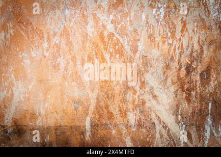 Consistenza della vecchia piastrella di forno arancione. Sfondo astratto Foto Stock