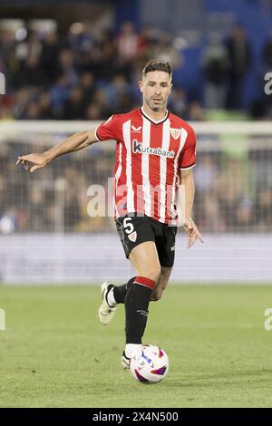 Yeray Alvarez dell'Athletic Club de Bilbao durante la partita di calcio della Liga spagnola tra Getafe e Athletic Club de Bilbao il 3 maggio 2024 allo stadio Coliseum di Getafe, in Spagna Foto Stock