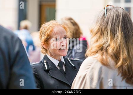 TROWBRIDGE, WILTSHIRE - 4 MAGGIO 2024 Wiltshire Police and Crime Commissioner il conteggio delle elezioni e la dichiarazione dei risultati ebbero luogo a County Hall, a Trowbridge, Wiltshire, Inghilterra, il 4 maggio 2024. 4 candidati in corsa - Stanka Adamcova (partito laburista e cooperativo), Alan Hagger (Liberal Democratici), Mike Rees (indipendente), Philip Wilkinson (Partito Conservatore e Unionista). Philip Wilkinson (Partito Conservatore e Unionista) fu rieletto Commissario della polizia e del crimine per il Wiltshire. Accreditamento John Rose/Alamy Live News Foto Stock