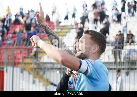 Monza Brianza, Italia. 4 maggio 2024. Il Ciro immobile della Lazio festeggia dopo aver segnato il primo gol della squadra durante la partita di calcio di serie A tra Monza e Lazio allo Stadio U-Power di Monza, Italia - sabato 4 maggio 2024. Sport - calcio . (Alberto Mariani/LaPresse) crediti: LaPresse/Alamy Live News Foto Stock