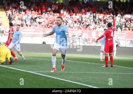 Monza Brianza, Italia. 4 maggio 2024. Il Ciro immobile della Lazio festeggia dopo aver segnato il primo gol della squadra durante la partita di calcio di serie A tra Monza e Lazio allo Stadio U-Power di Monza, Italia - sabato 4 maggio 2024. Sport - calcio . (Alberto Mariani/LaPresse) crediti: LaPresse/Alamy Live News Foto Stock