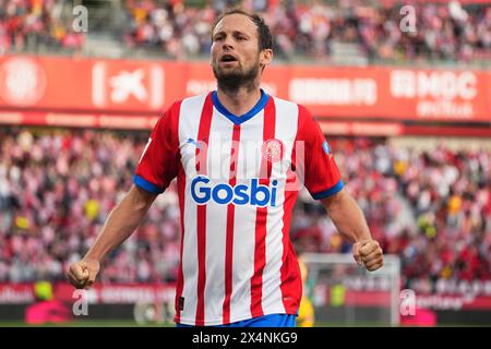 Girona, Spagna. 4 maggio 2024. Daley Blind del Girona FC durante la Liga EA Sports match tra Girona FC e FC Barcelona giocato allo stadio Montilivi il 4 maggio 2024 a Girona, in Spagna. (Foto di Alex Carreras/IMAGO) credito: PRESSINPHOTO SPORTS AGENCY/Alamy Live News Foto Stock