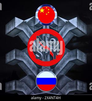 Symbolic image, Cina, Russia, ransomware, data center, server, sicurezza informatica, attacchi informatici in tutto il mondo, criminalità informatica, attacchi informatici digitali Foto Stock