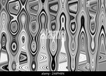 Astratto dello sfondo ondulato di un'illustrazione in bianco e nero Foto Stock