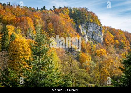 Parco nazionale di Ojcow, Polonia, visto dal punto di vista di Jonaszówka Foto Stock