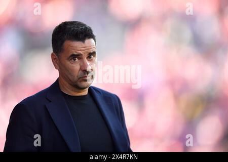 Girona, ESP. 4 maggio 2024. GIRONA FC-FC BARCELONA 4 maggio 2024 durante la partita tra Girona FC e FC Barcelona corrispondente alla giornata trentaquattro di la Liga EA Sports al Montilivi Municipal Stadium di Girona, Spagna. Crediti: Rosdemora/Alamy Live News Foto Stock