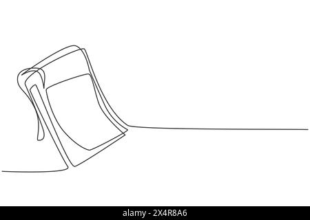 Disegno su una sola linea di carta per blocchi appunti aperta. Ritorno a scuola minimalista, concetto educativo. Design semplice continuo con disegno a linee vettoriale grafico i Illustrazione Vettoriale