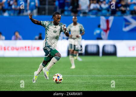 Charlotte, North Carolina, Stati Uniti. 4 maggio 2024. Il centrocampista dei Portland Timbers Santiago Moreno (30) si schierò contro i Charlotte FC durante la prima metà della partita di Major League Soccer al Bank of America Stadium di Charlotte, North Carolina. (Scott KinserCal Sport Media). Crediti: csm/Alamy Live News Foto Stock