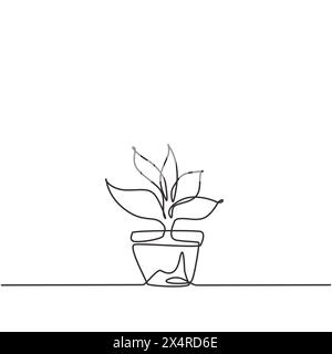 Per le piante ornamentali vengono utilizzate piante in vaso con cinque foglie in crescita. Piante ornamentali per abbellire il soggiorno. Cantate Illustrazione Vettoriale