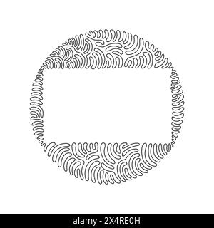 Linea continua singola che disegna forme geometriche, icona rettangolare. Icone di figure vettoriali 3d con linee semplici per ui e ux. Ruotare il cerchio di arricciamento all'indietro Illustrazione Vettoriale