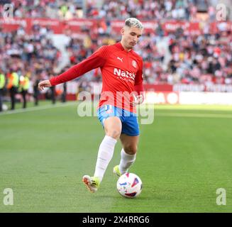 Sabadell, Barcellona, Spagna. 4 maggio 2024. Barcellona Spagna 04.05.2024 Valery Fernandez ( Girona FC) controlla la palla durante la Liga EA Sports tra Girona FC e FC Barcelona a Montilivi il 4 maggio 2024 a Girona. (Credit Image: © Xavi Urgeles/ZUMA Press Wire) SOLO PER USO EDITORIALE! Non per USO commerciale! Foto Stock