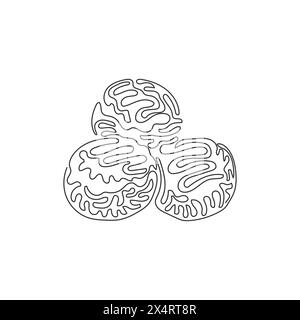 Una linea continua che disegna takoyaki, polpo palle, fast food giapponese. Gustoso spuntino con maionese, fiocchi di bonito e alghe. Arriccia i capelli. Peccato Illustrazione Vettoriale