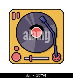 design con illustrazione vettoriale retro con icona isolata in vinile giradischi. Illustrazione Vettoriale