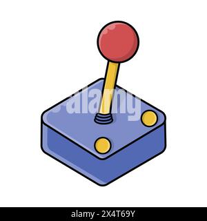 grafica grafica grafica grafica grafica grafica con icone isolate per console videogiochi. Joystick per controller di gioco dal design retrò. Illustrazione Vettoriale